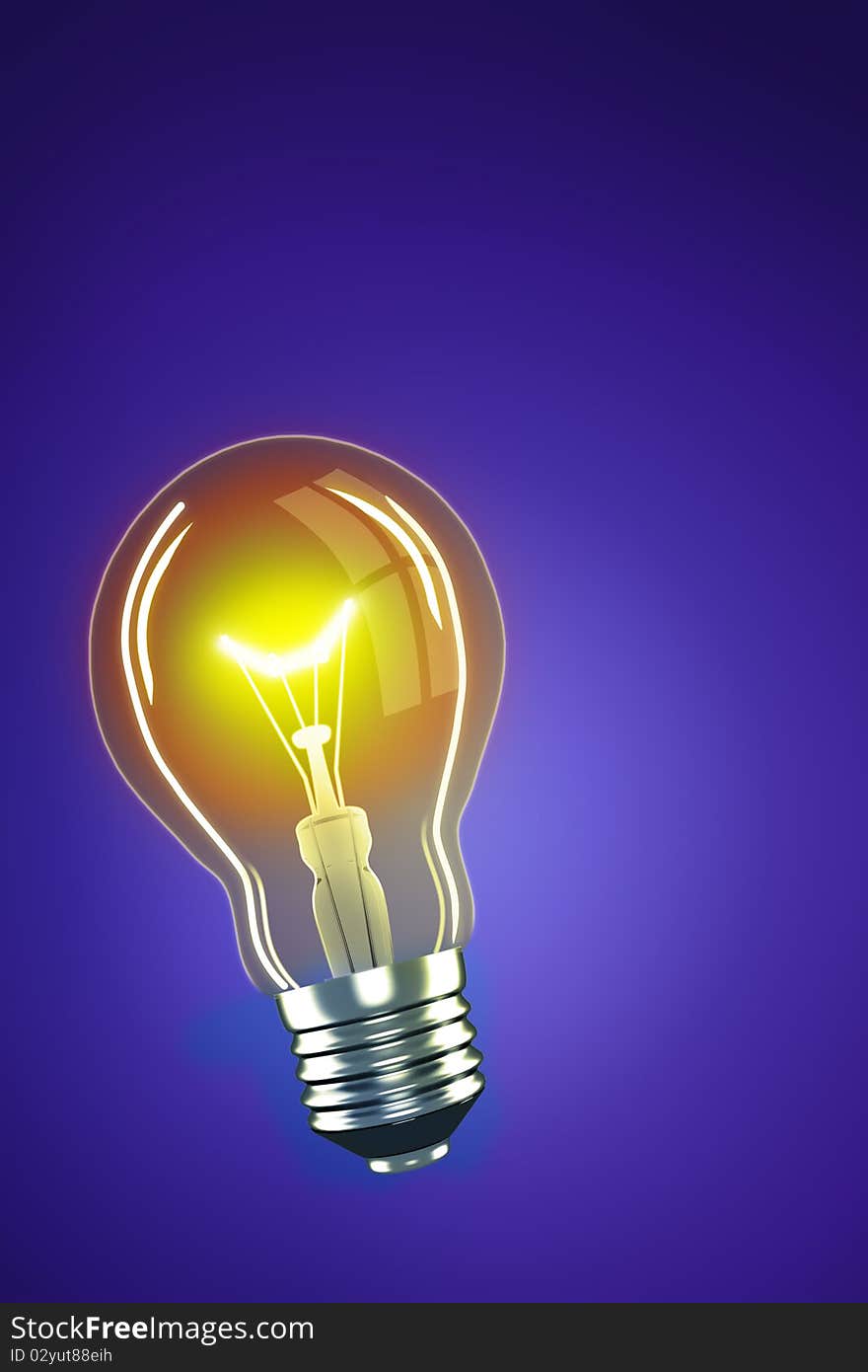 Light bulb on blue background