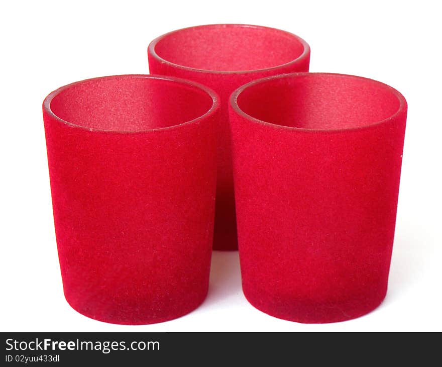 Three Red Glass Pot Holders