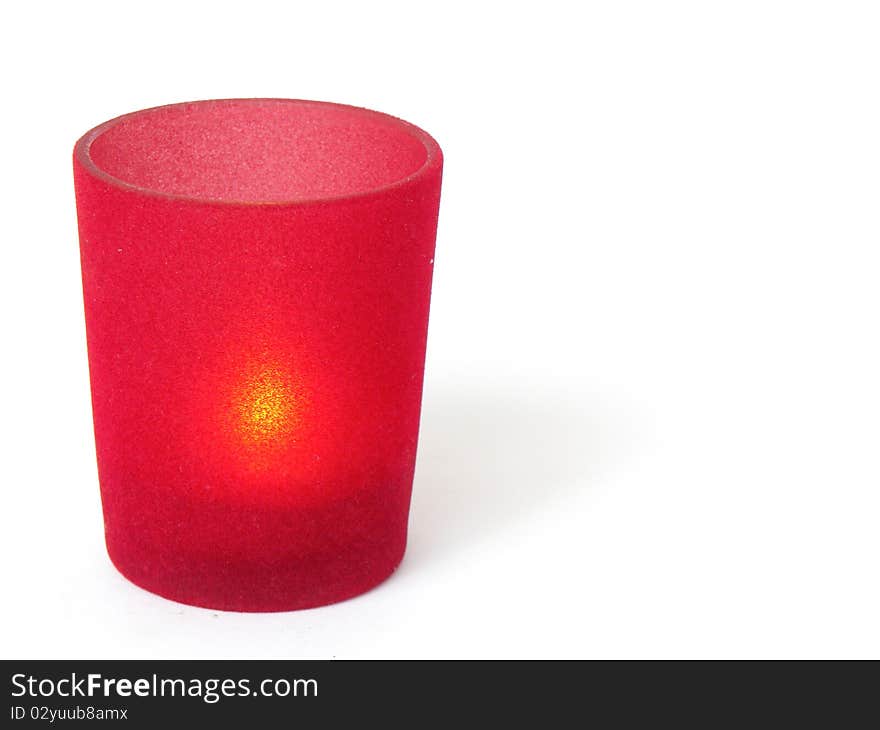 Red glass pot holder isolated on white background