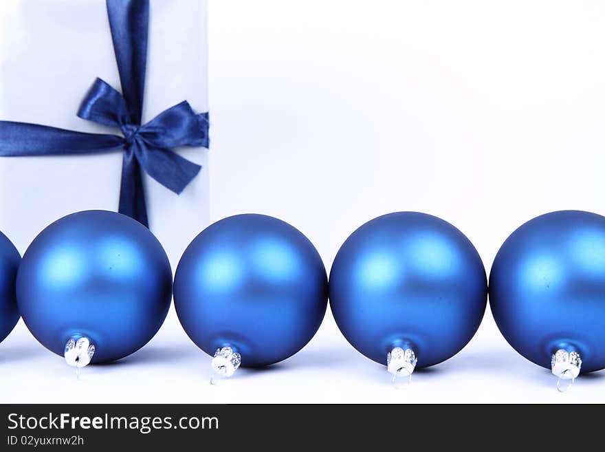 Christmas balls and gift background