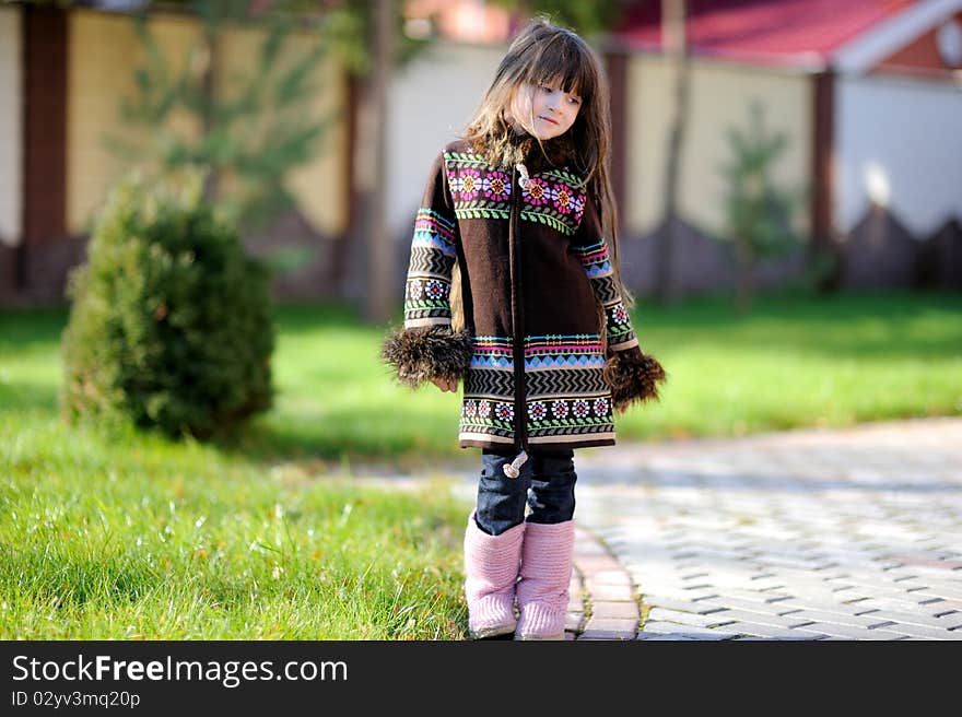 Adorable Small Girl With Long Dark Hair