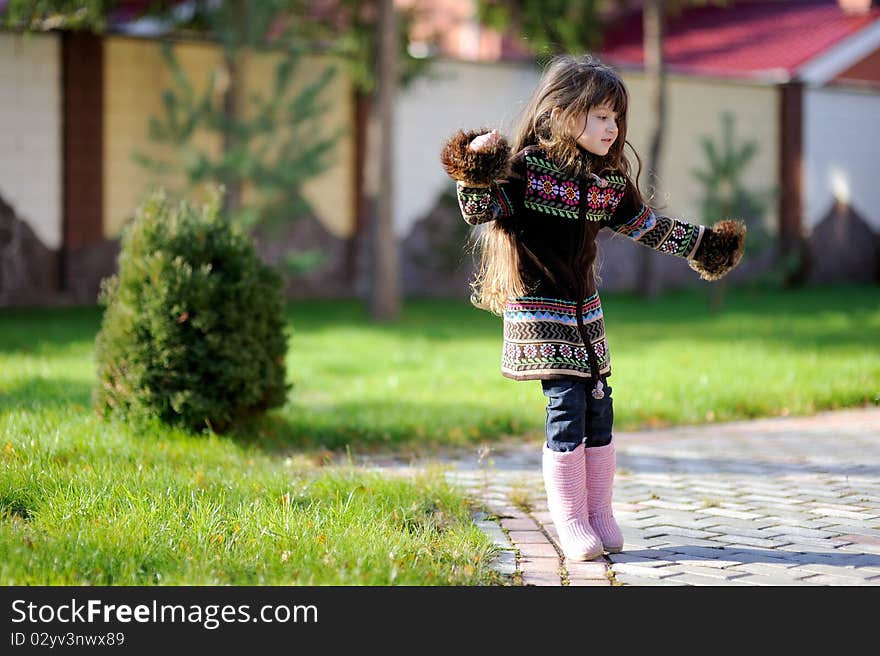 Adorable Small Girl With Long Dark Hair