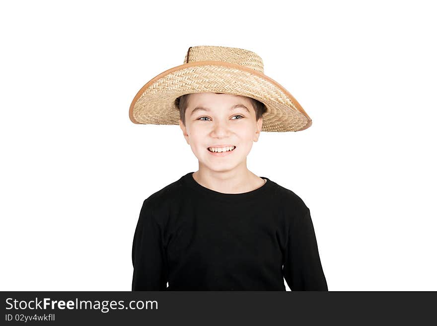 Portrait of a smiling boy isolated on white background