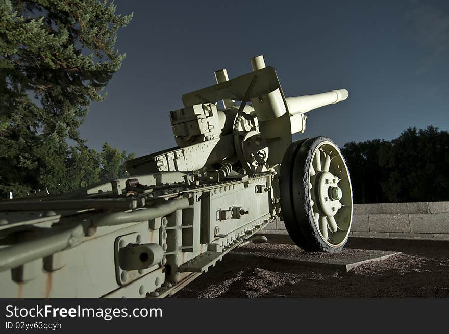 A cannon nearby russian memorial in Berlin.