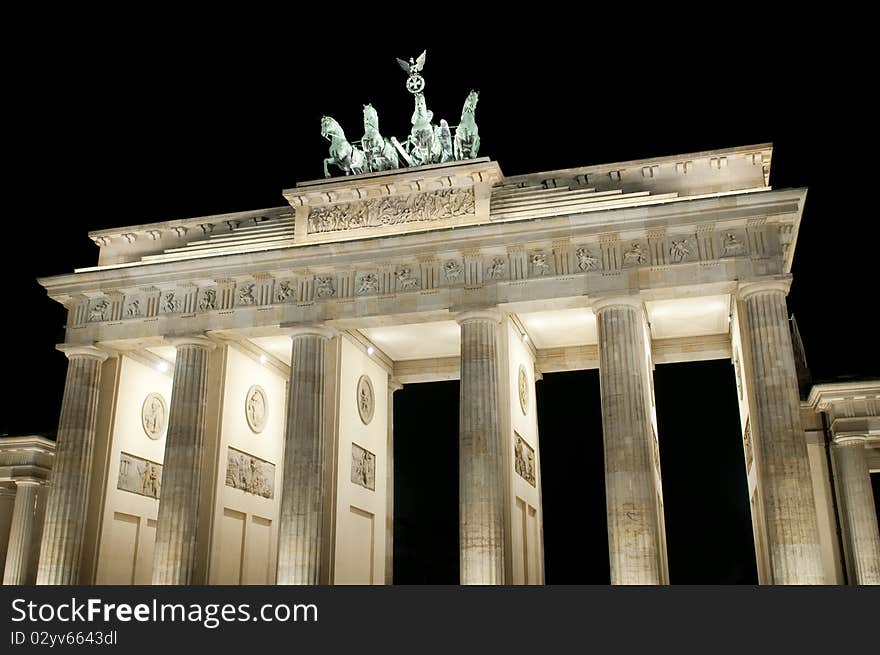 Brandenburger Tor in Berlin, Germany by night.