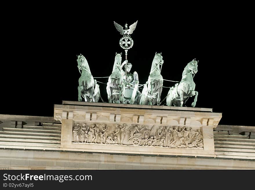 Brandenburger Tor in Berlin, Germany by night.