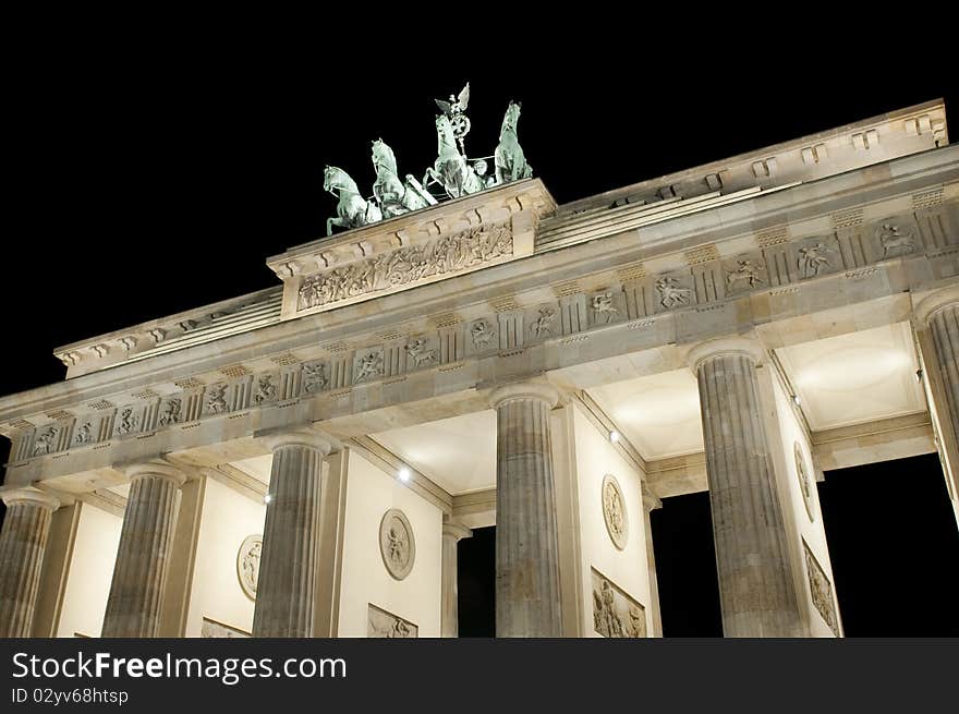 Brandenburger Tor in Berlin, Germany by night.