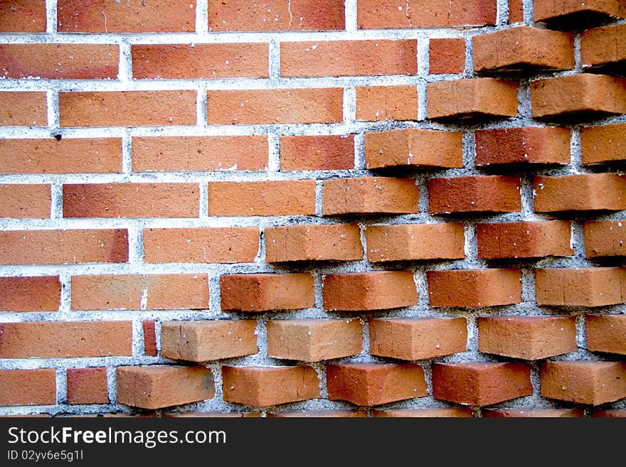 Outer wall of red brick. Outer wall of red brick