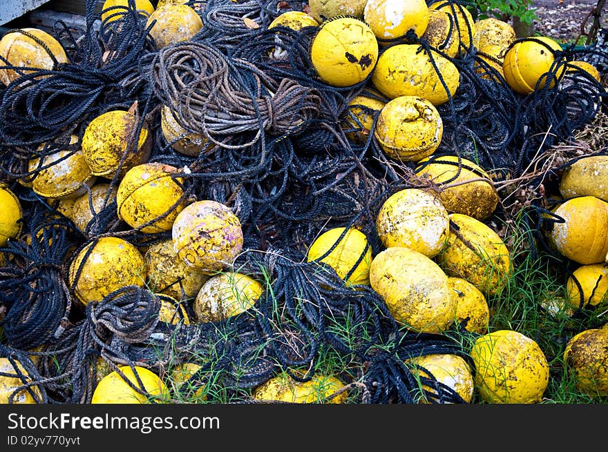 Floats with rope for commercial fishing