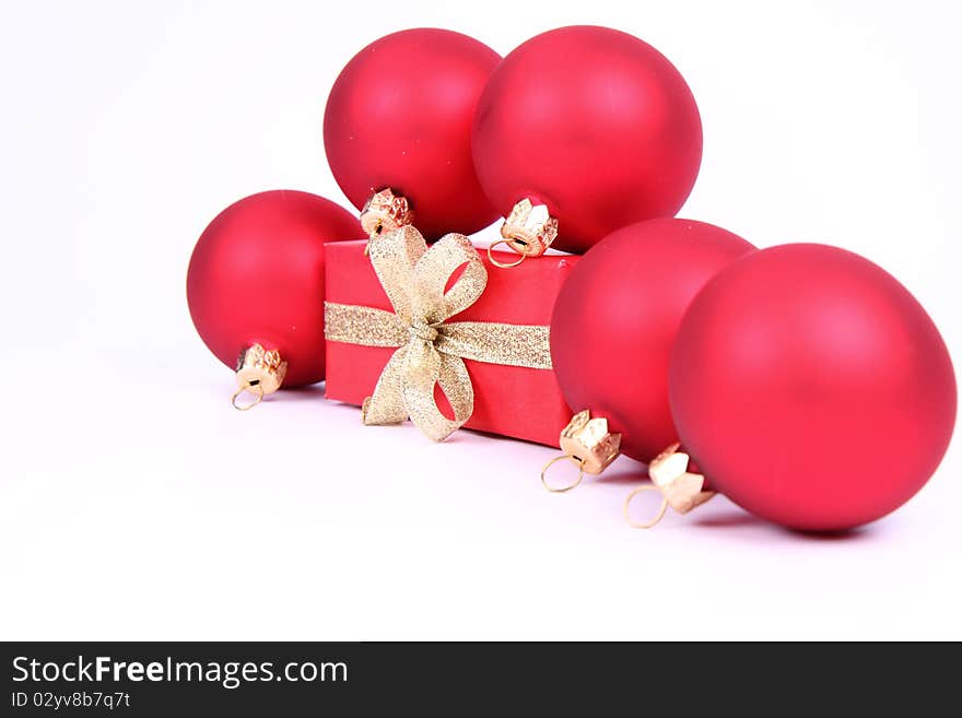 Christmas balls and gift background