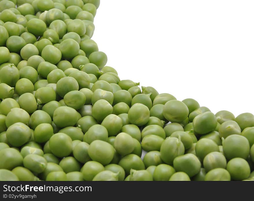 Picture of green pea on a white background