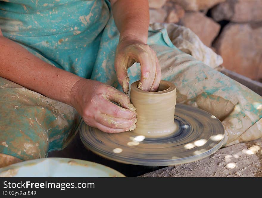 Close Up Of The Hands Of A Potter