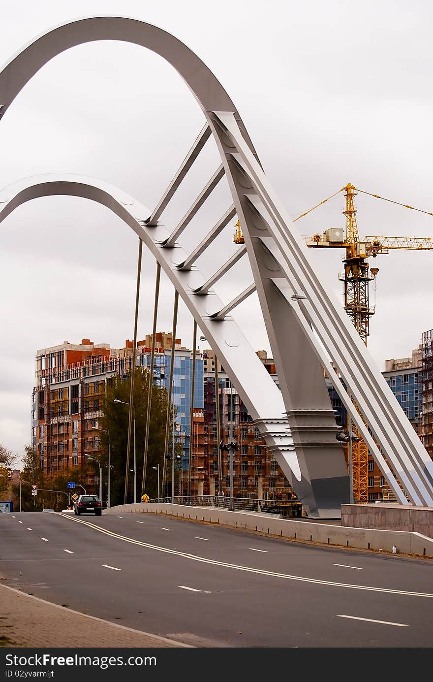 Beautiful modern bridge in the center of St. Petersburg. Beautiful modern bridge in the center of St. Petersburg