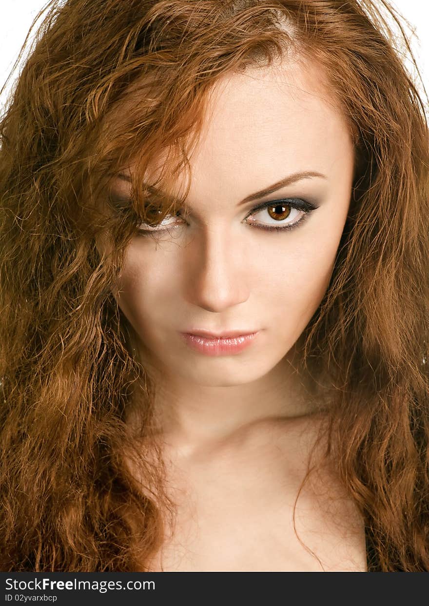 Face portrait of beauty red-haired girl. Face portrait of beauty red-haired girl