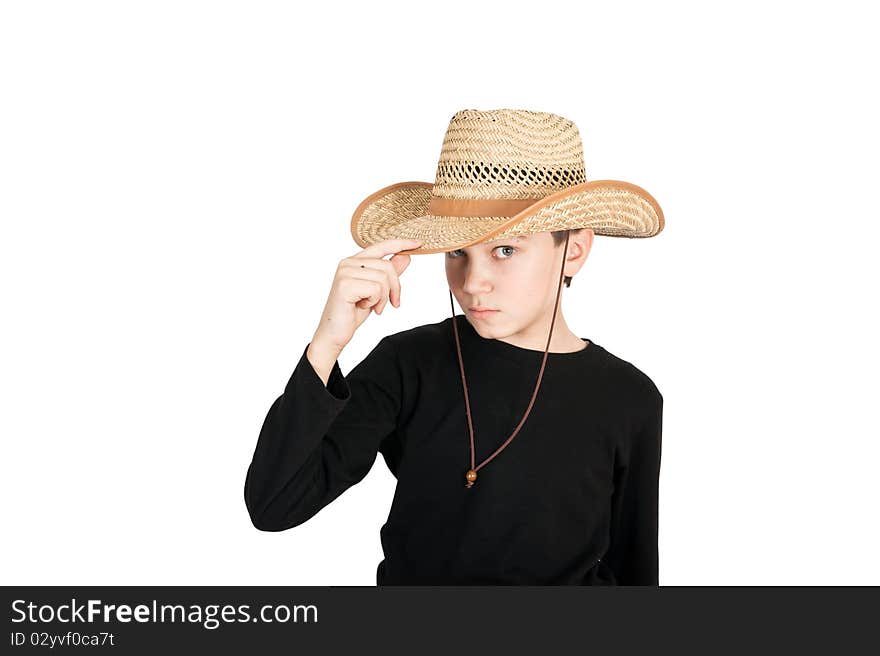 Portrait of a smiling boy isolated on white background