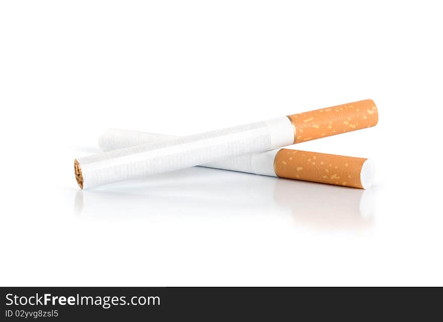 Two cigarettes Isolated on white background (Path). Two cigarettes Isolated on white background (Path)