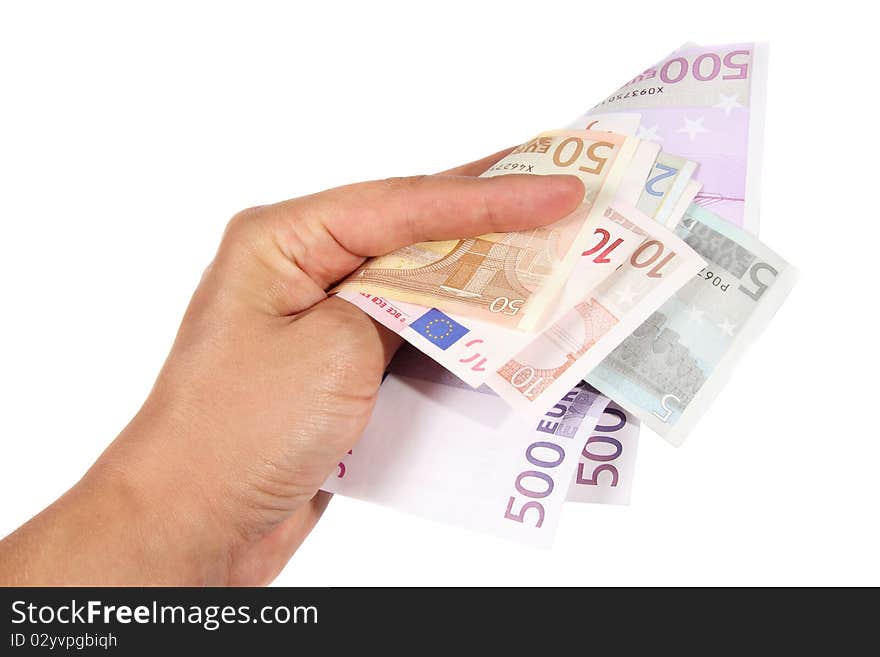 Hand with euro bills