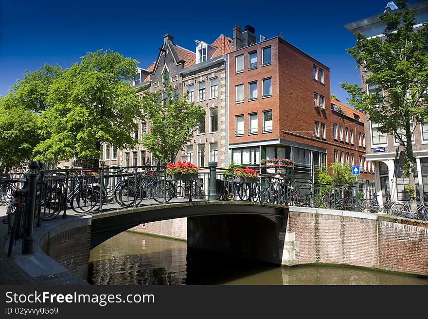 Houses and channels of Amstrerdam. Houses and channels of Amstrerdam