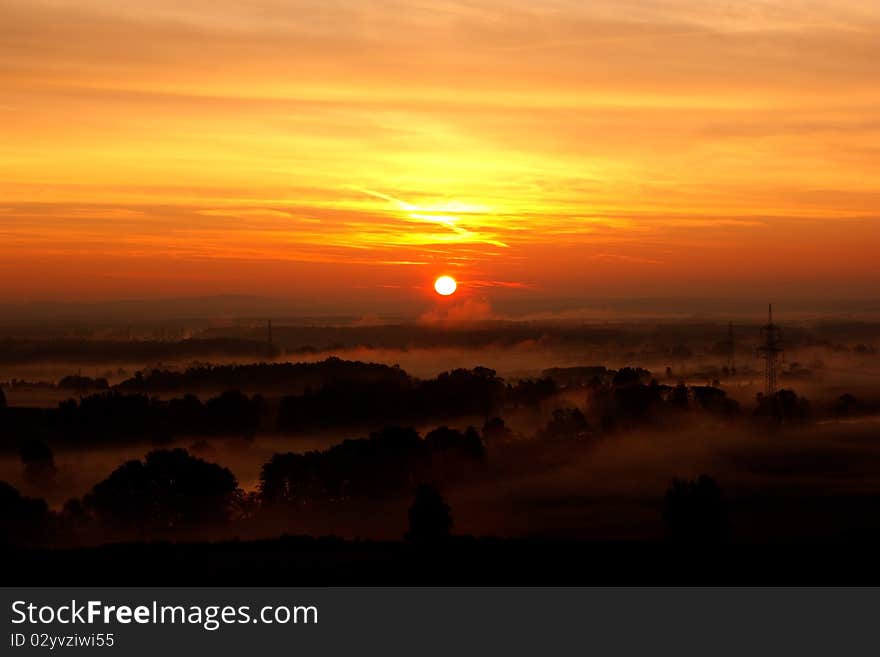 Sunrise Near The River Naab