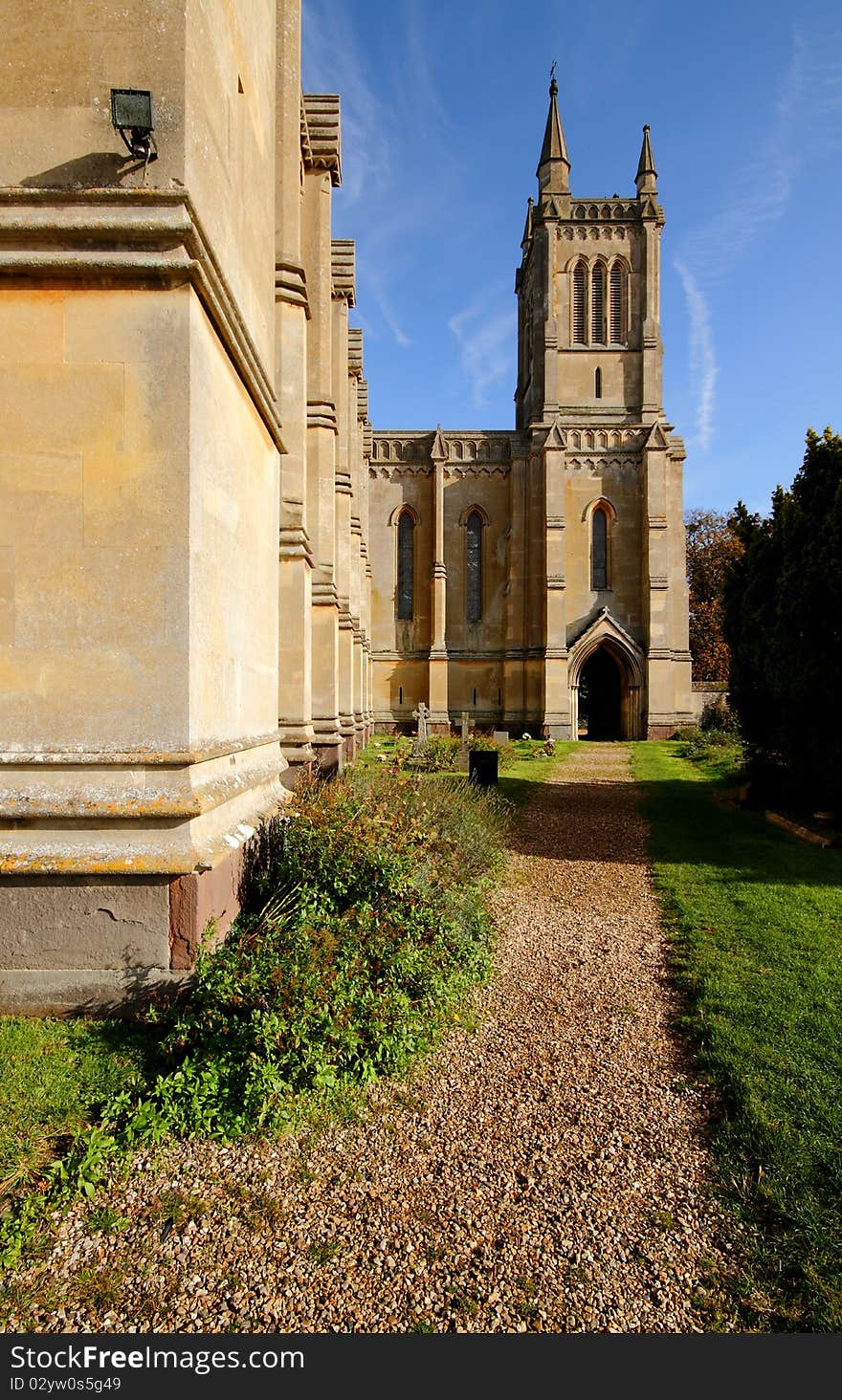 A churchyard in an sunny English village