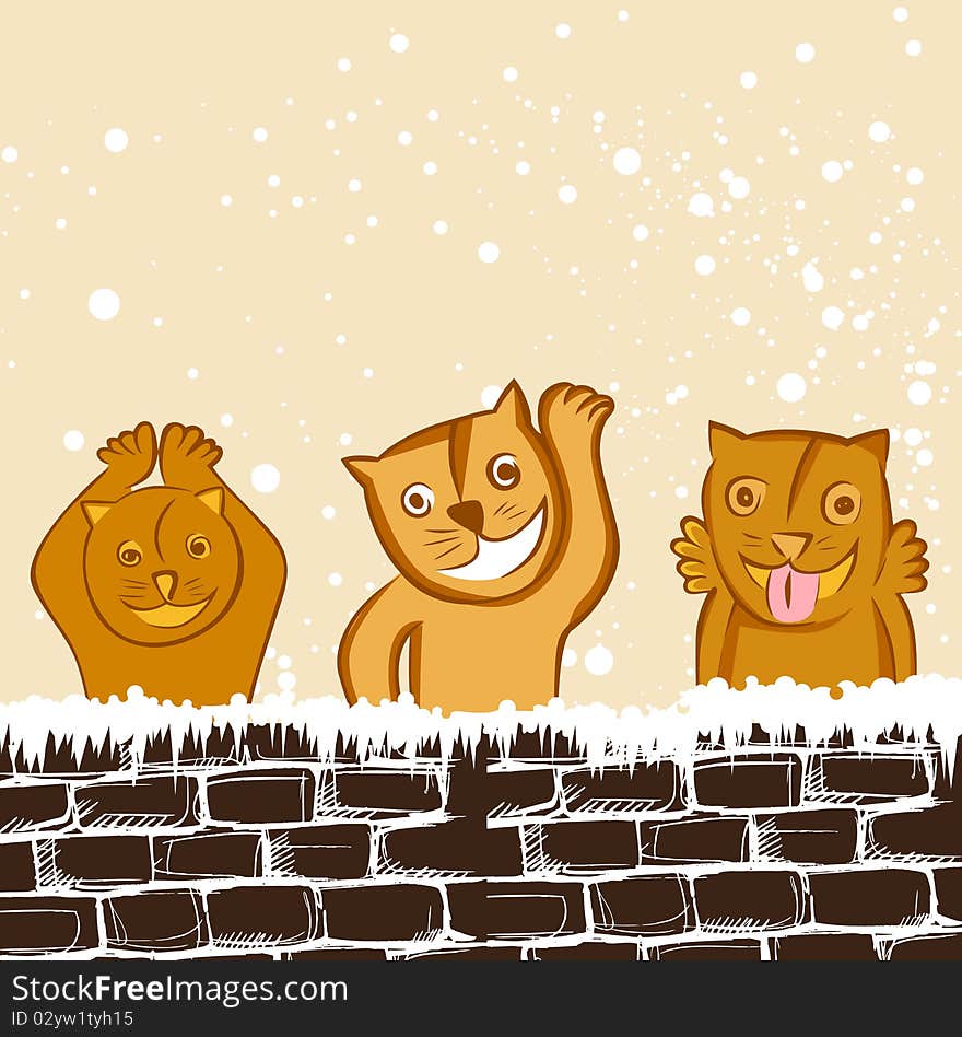 Set of cute cats illustration vector