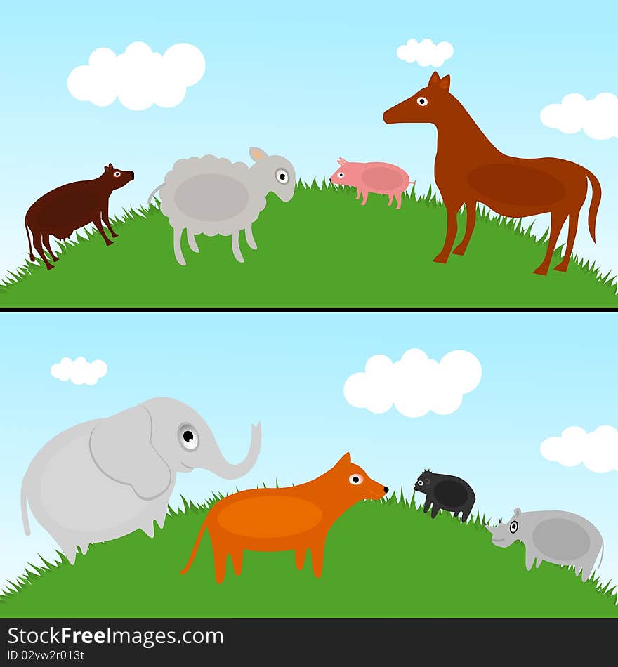 Animals in nature illustration vector