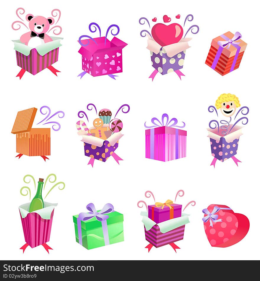 Set of gift box illustration vector