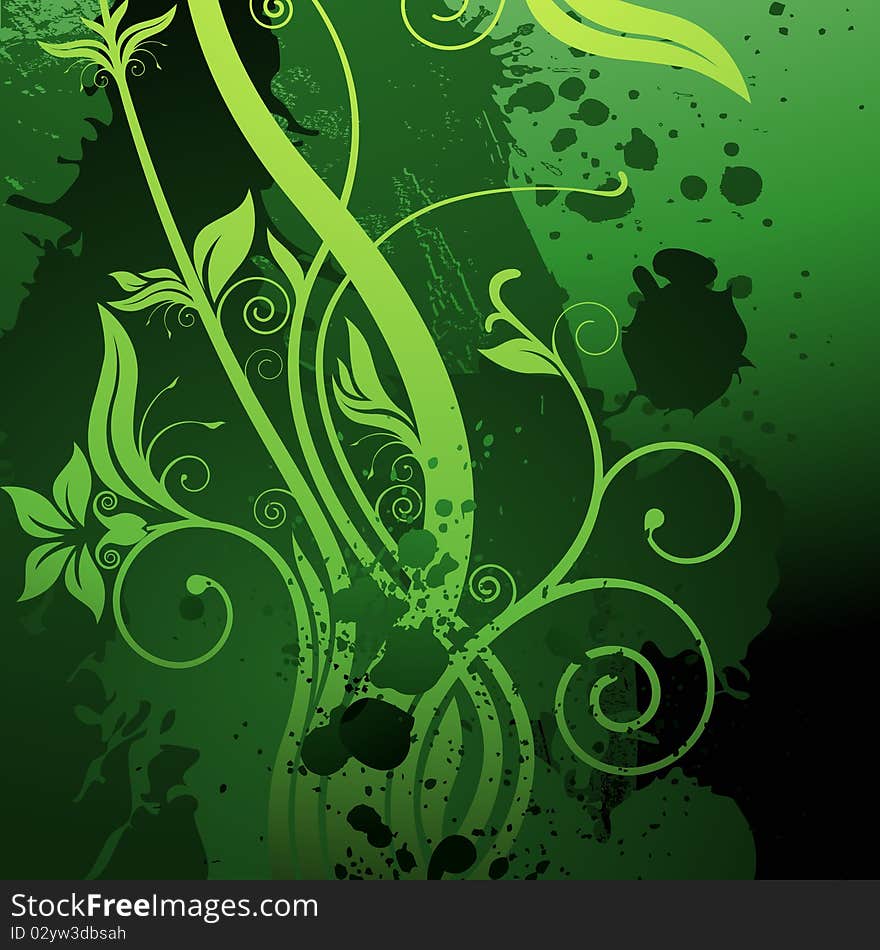 Abstract floral grunge background vector. Abstract floral grunge background vector