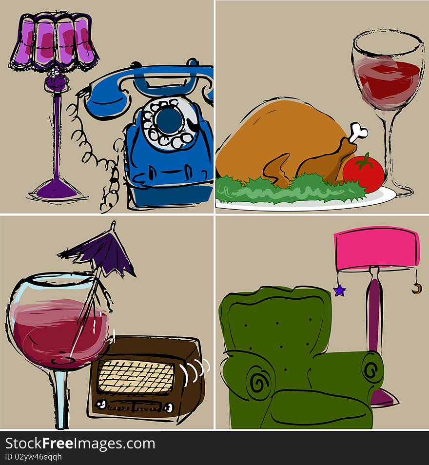 Set of interior objects illustration vector