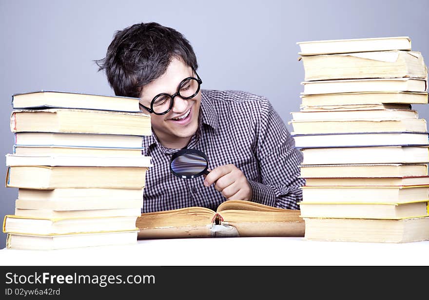 The young student with the books isolated.