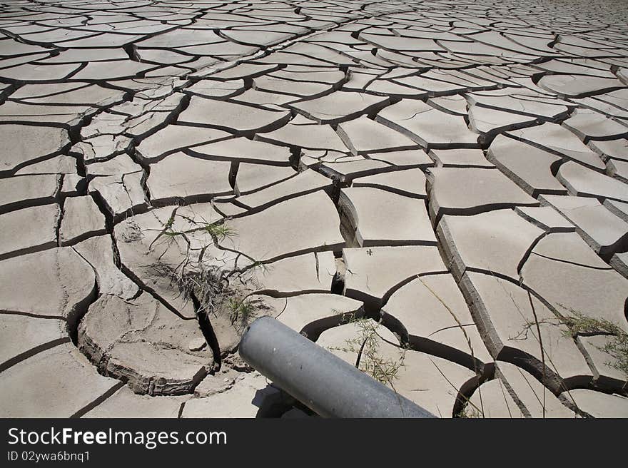 Exhaust pipe on a dry land. Exhaust pipe on a dry land