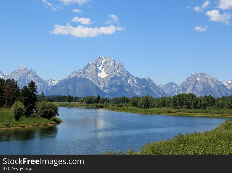 Grand Teton mountain with lake view. Grand Teton mountain with lake view