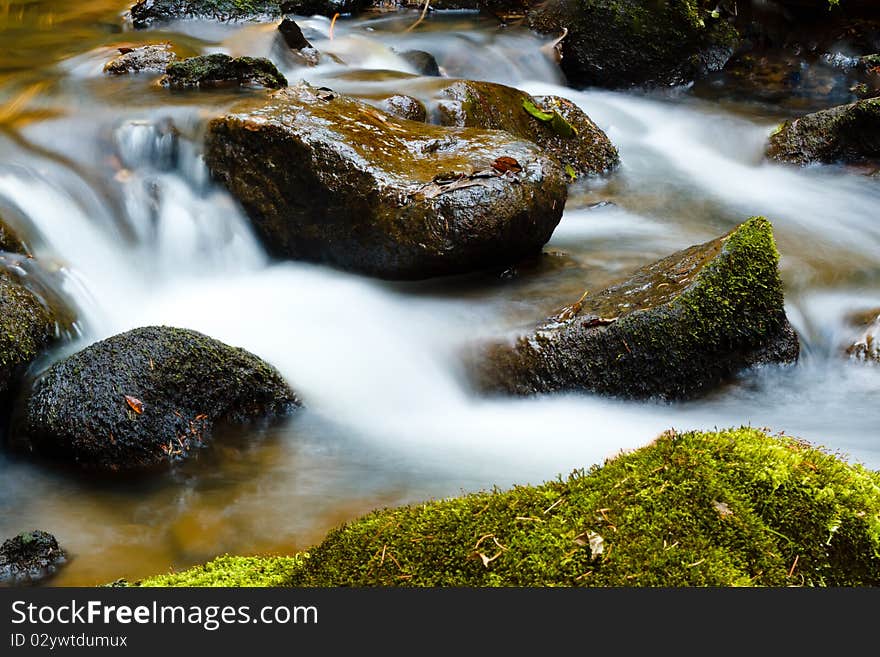 Falls on the small mountain river