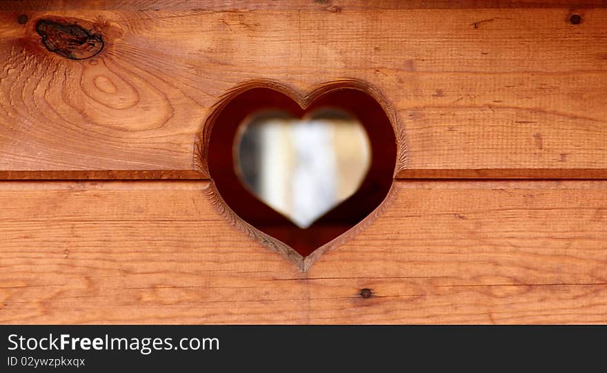 Wooden door with a heart. Wooden door with a heart