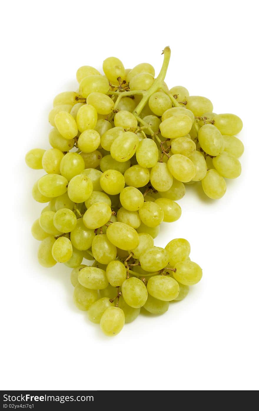 Grape bunch isolated over white background (macro shot)