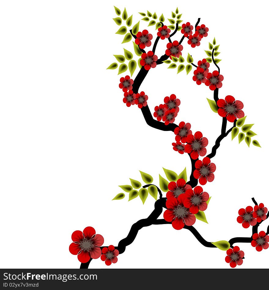 Red flowers on a branch