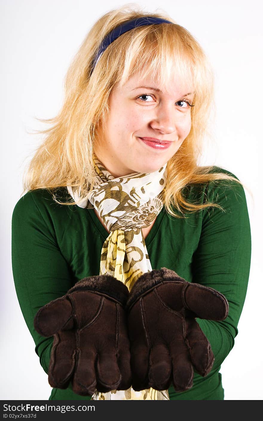 Blond Girl With Gloves