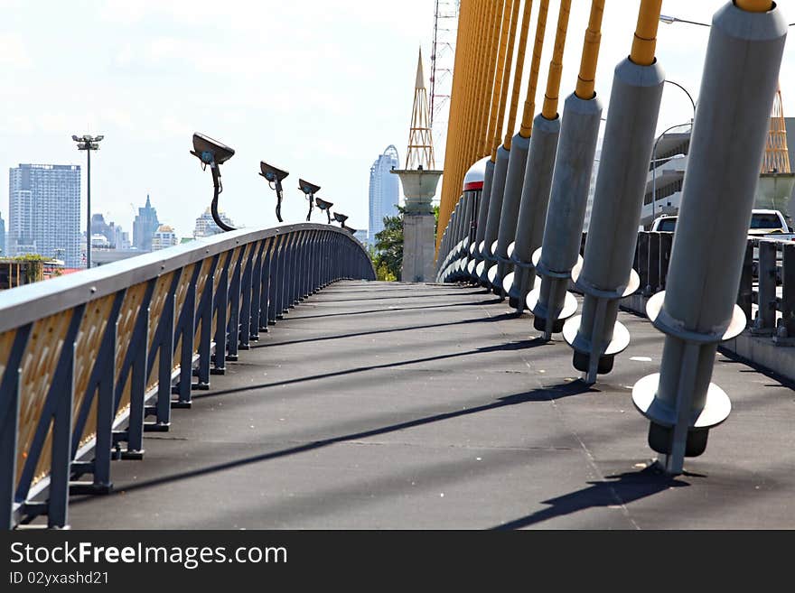 Pathway on mega sling bridge rama 8 in Bangkok