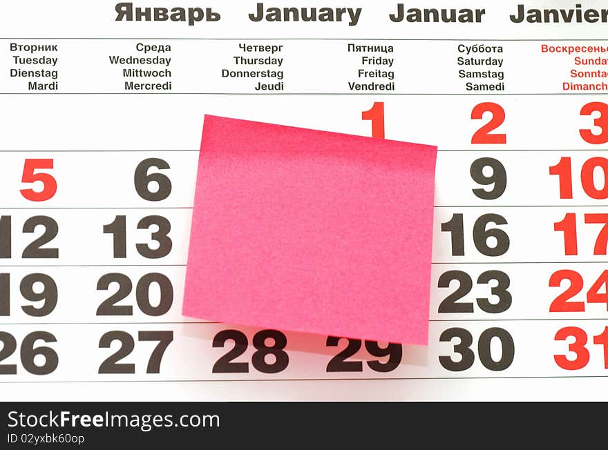 Post-It Note on Calendar