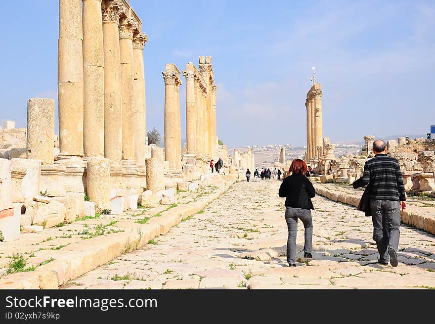 Tourists in an ancient city