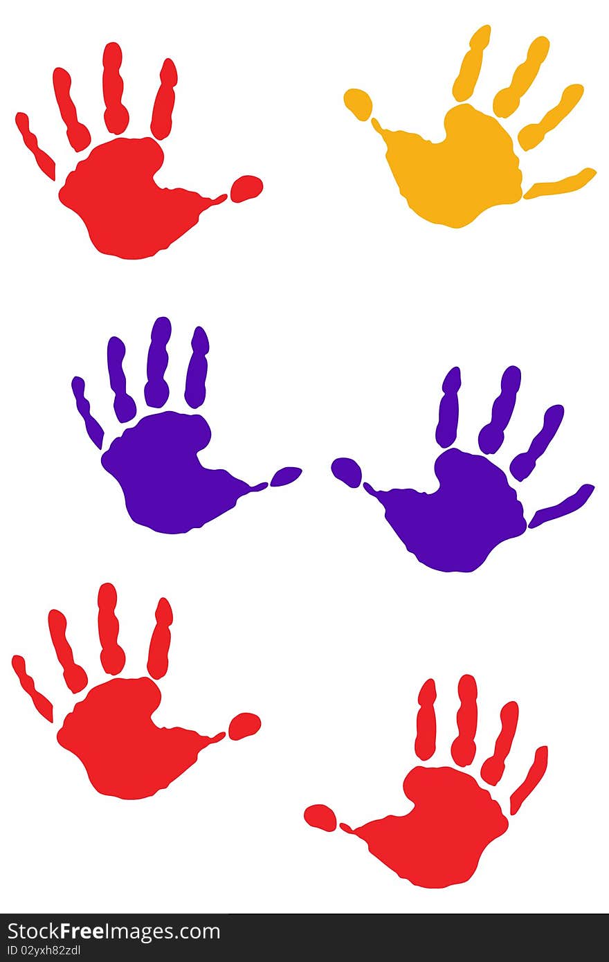 Childish palm prins, red, blue, yellow - vector. Childish palm prins, red, blue, yellow - vector