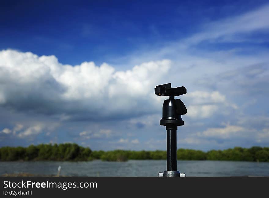 Tripod is located on the bridge at the seaside Bang Khun Thian,  Bangkok