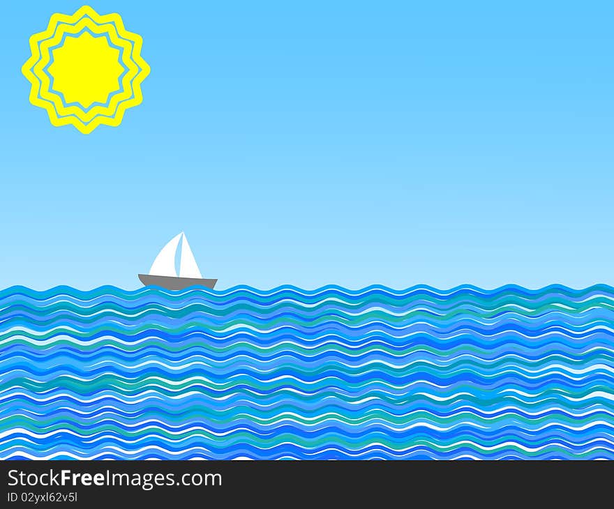 Vector illustration of a sail on a sunny day. Vector illustration of a sail on a sunny day