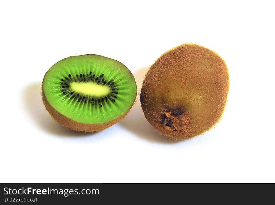 Vivid and fresh kiwi fruits isolated on white.