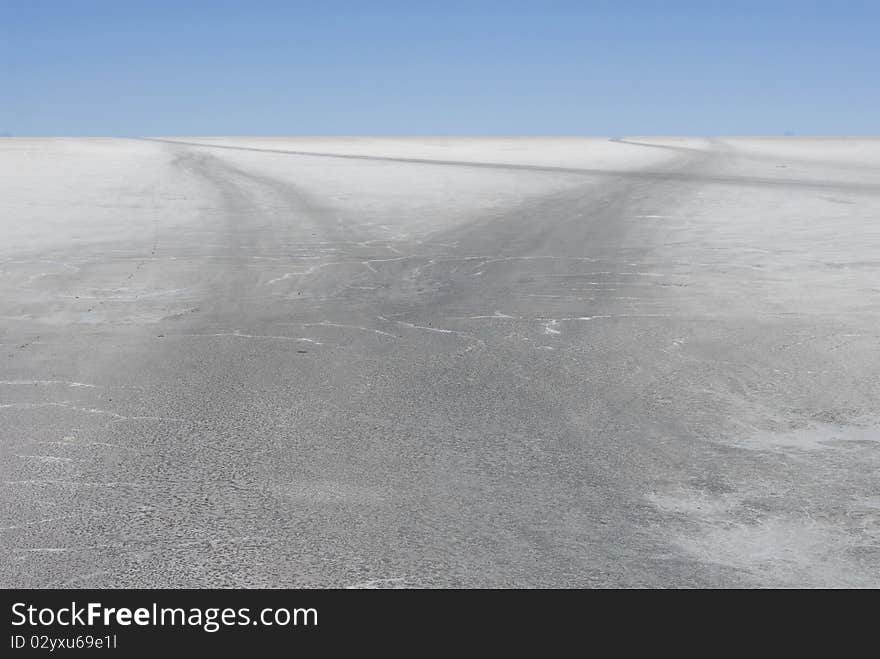 Tracks on the salt flats