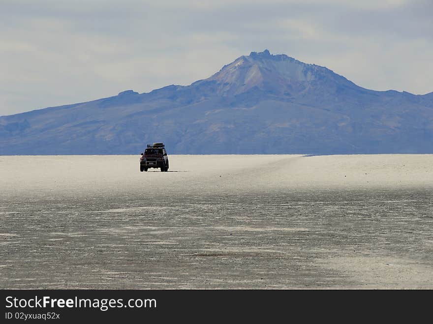 Tracks on the salt flats