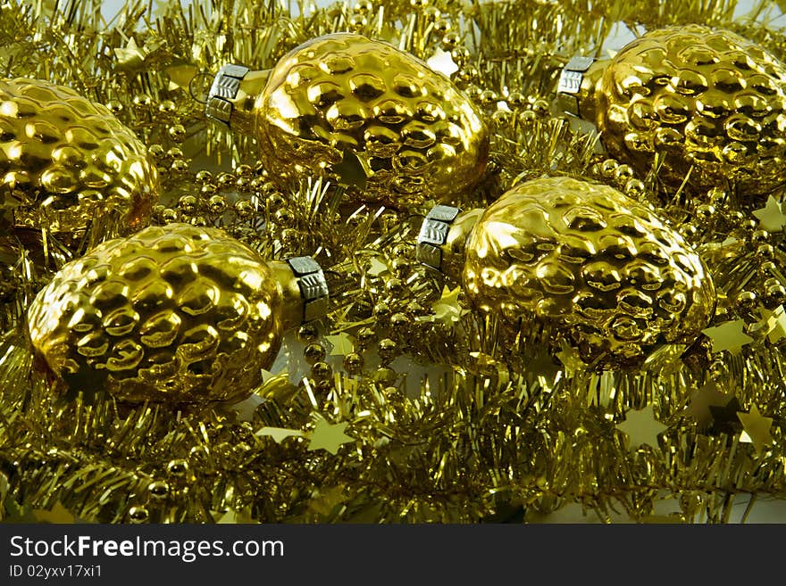 Golden New Year s tree decoration