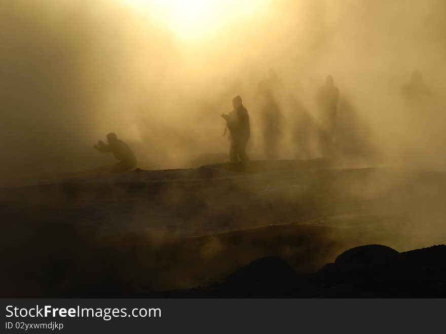 Sol de manana geyser basin, one of the highest in the woerl, Bolivia. Sol de manana geyser basin, one of the highest in the woerl, Bolivia