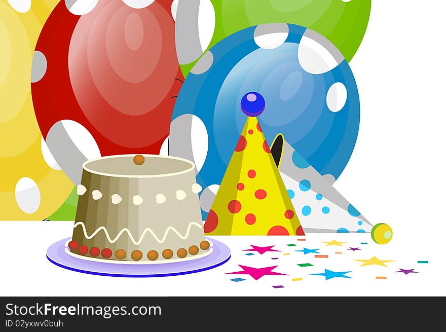 Vector illustration of birthday balloons with white spots. Vector illustration of birthday balloons with white spots