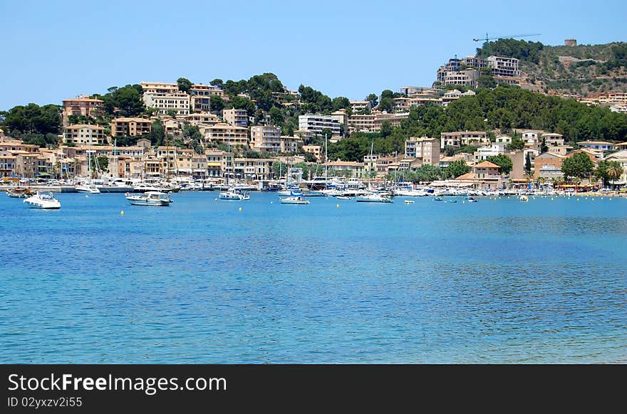 A nice deep blue view of the coastal, small city of Soller in Spain. A nice deep blue view of the coastal, small city of Soller in Spain...